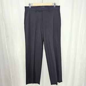 St. John Black Dress Pant Wool Blend Wide Straight Leg Size 8